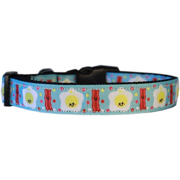 Mirage Pet Products Happy Bacon Nylon Dog Collar Medium Narrow 125-276 MDN